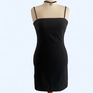 Y2K Black Rhinestone Strap Dress – Size L